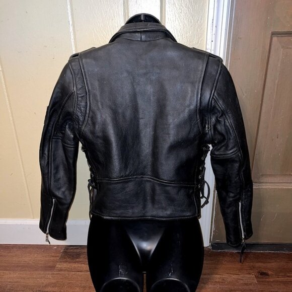 A-1 Genuine Leather Vintage Motorcycle Jacket with Patches - Picture 7 of 16